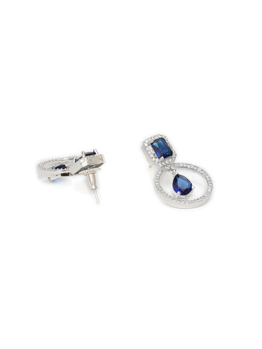 Stone kundan earrings (Blue) - Ruby Raang - Ruby Raang Studio