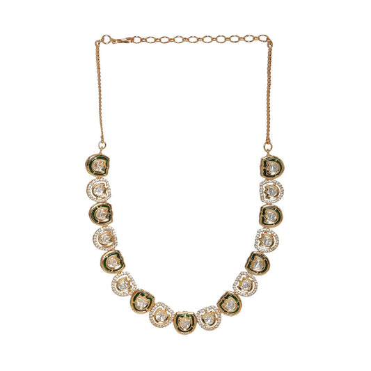 Kundan and Daimond Neckpiece (Gold) - Ruby Raang | Swadesiicart