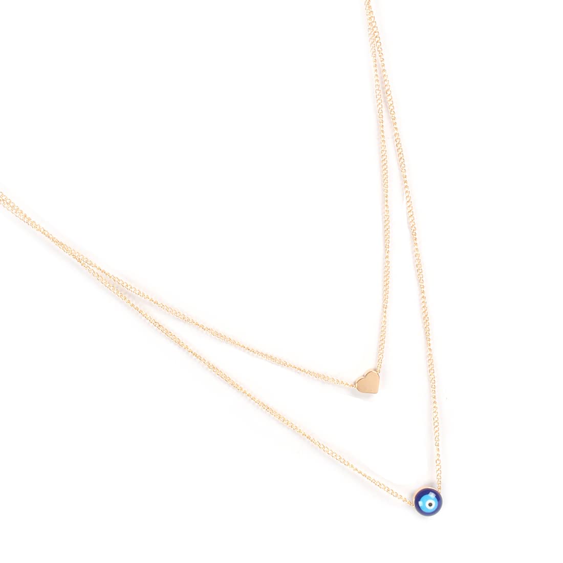 Gold-Toned Alloy Heart & Evil Eye Necklace - The Pari | Swadesiicart