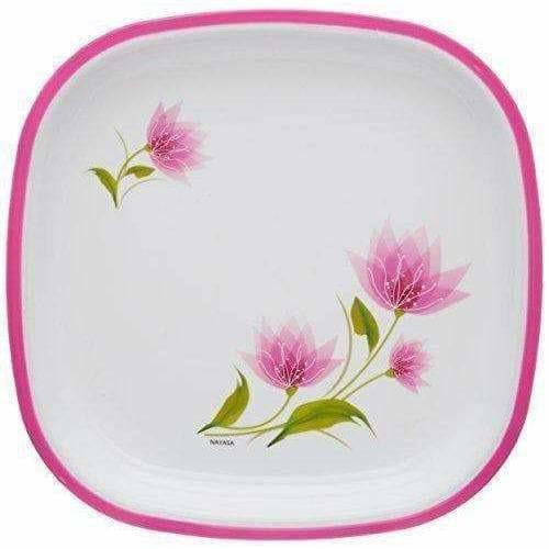 Pink Color Square Quarter Plate Set - 6 Plates Set - Swadesiicart