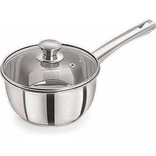 Stainless Steel Sandwich Base Dlx Sauce Pan with Glass Lid - Swadesiicart