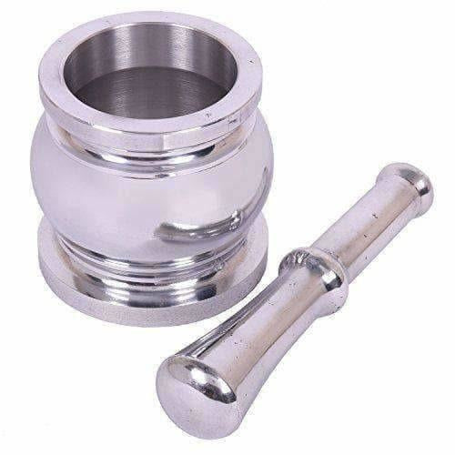 Stainless Steel Kitchen khalbatta, Okhli Masher, Mortar And Pestle Set (Steel) - Swadesiicart