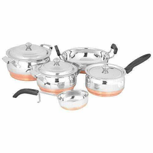 Stainless Steel Cookware - Along With Copper Bottom - Set of 5 Pieces - Swadesiicart