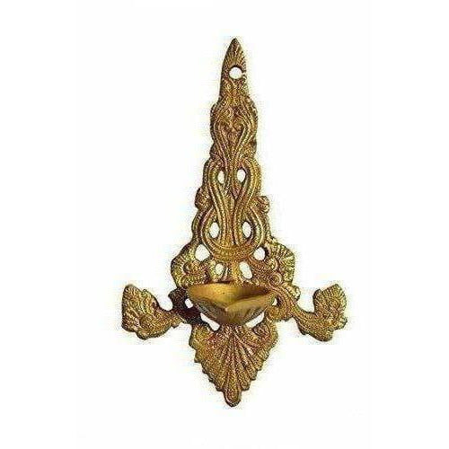 Gold-Polished - Diya Oil Lamp Brass Stand Holder | Swadesiicart