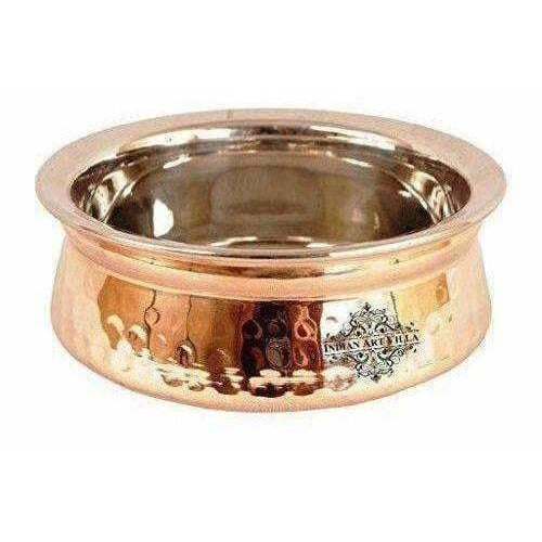 Steel Copper Handi Bowl Hammered Design Serving Dishes - Set of 4 - Swadesiicart