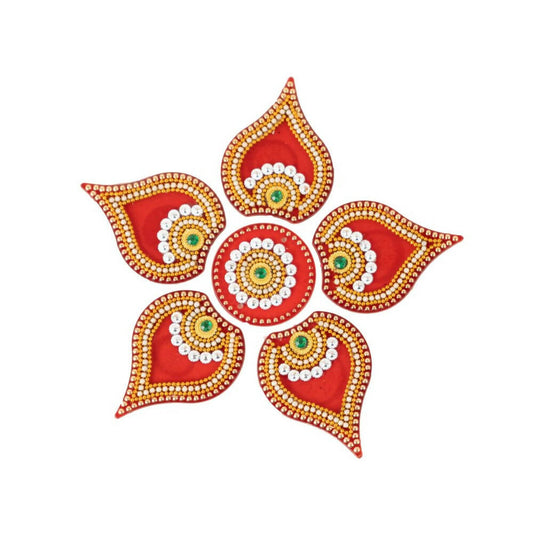 Kundan HandiKrafts Designer Modak Rangoli Red (Baby) - Aahana - The Bliss Store