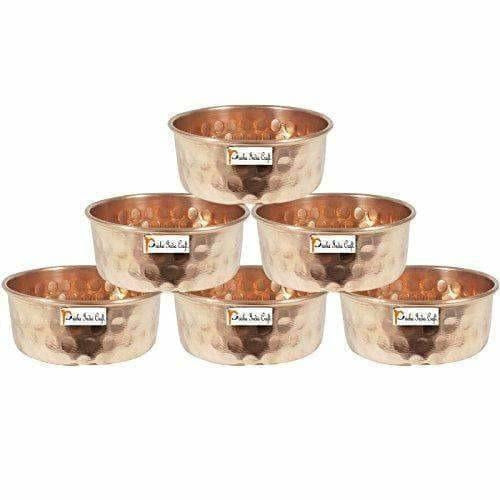 Pure Copper Serving Bowl - Dinner Bowl - Set Of 6 - Swadesiicart