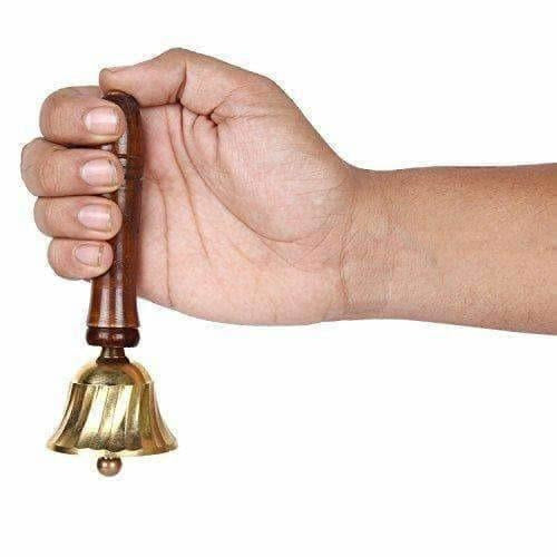 Brass & Wooden Pooja Prayer Ghanta - Indian Hindu Festivals - Swadesiicart