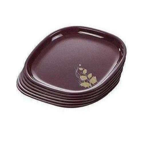Signoraware Blooming Square Plastic Half Plate Set, Set of 6, Maroon - Swadesiicart