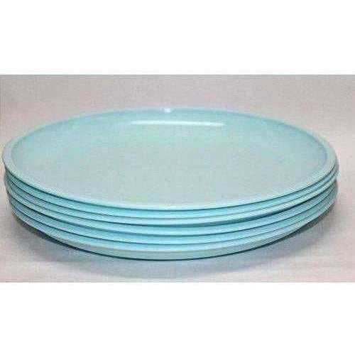 Microwave Safe & Unbreakable Round Full Plates with Bowl Pack of 6 Plates & 6 Bowl Set.- 12 Pieces - Aqua Blue Color - Swadesiicart