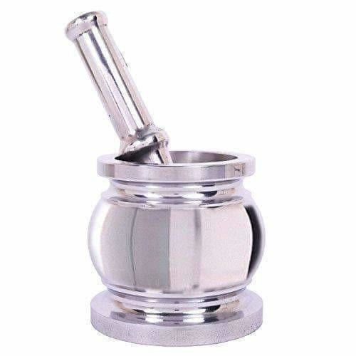 Stainless Steel Kitchen khalbatta, Okhli Masher, Mortar And Pestle Set (Steel) - Swadesiicart