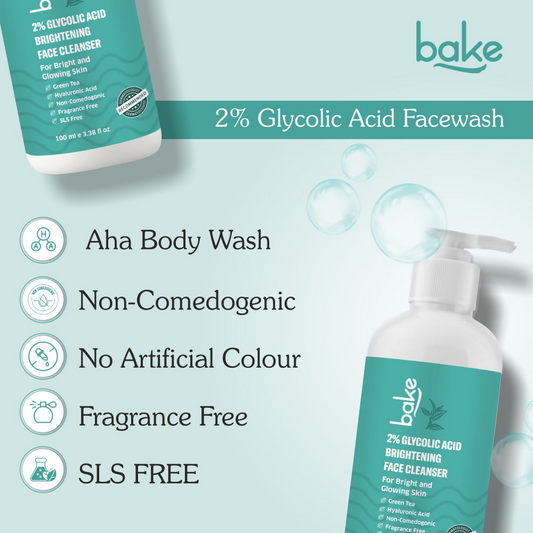Bake 2% Glycolic Acid Exfoliating Face Wash | Swadesiicart
