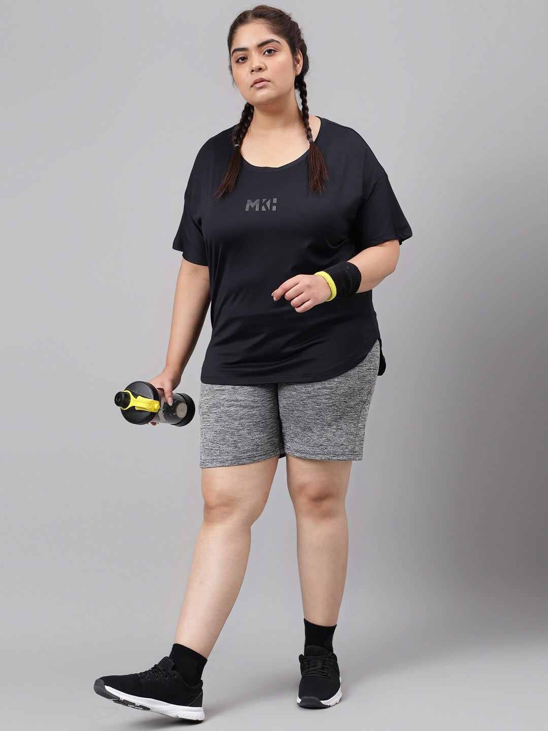 MKH Plus Size Drop Shoulder Sleeves Relaxed Fit Dri-FIT Sports T-shirt - Swadesiicart