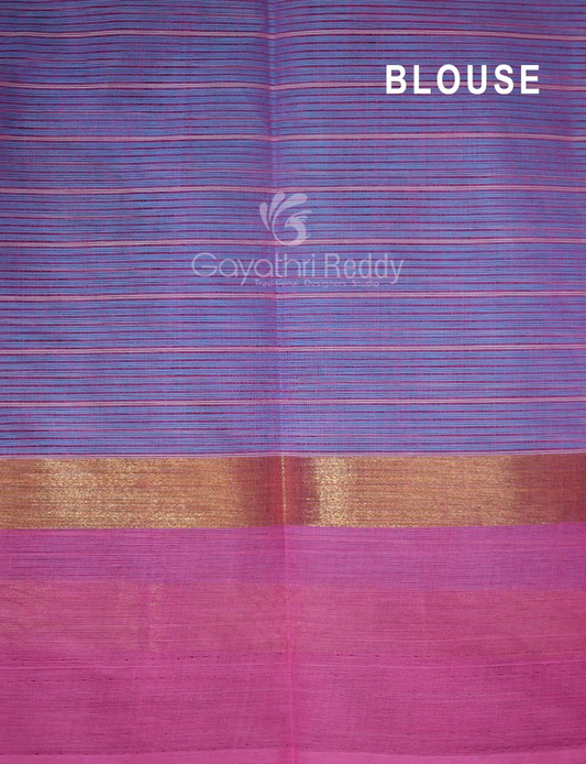 Sky Blue Coloured With Checks Pure Mangalgiri Cotton Saree By Gayathri Reddy Designer Studio | Swadesiicart