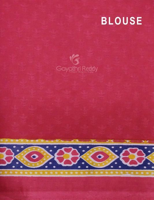 Denim Blue Colour Block Print Pure Mulmul Cotton Saree By Gayathri Reddy Designer Studio | Swadesiicart