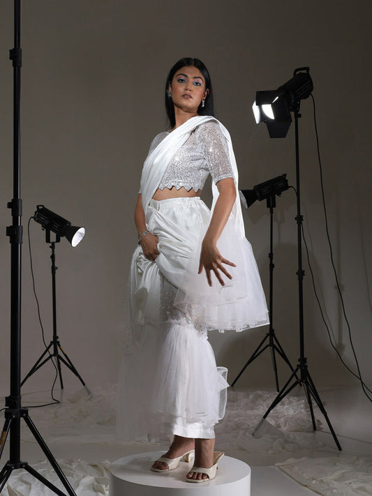 Tikhi Imli Embroidered Sequined Ready to Wear Saree | Swadesiicart