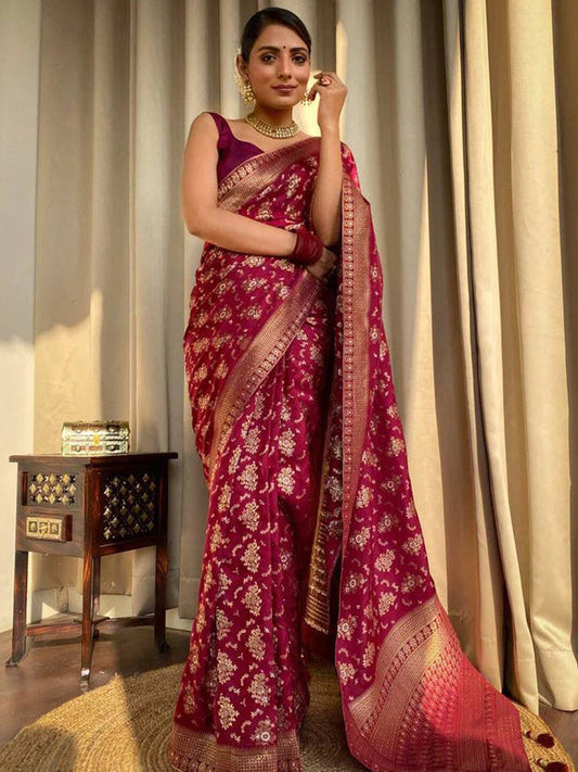 Kalini Woven Design Zari Banarasi Saree | Swadesiicart