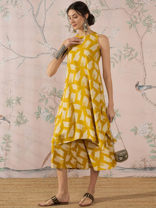 InWeave Honey Yellow Beige Kurta Set - Swadesiicart