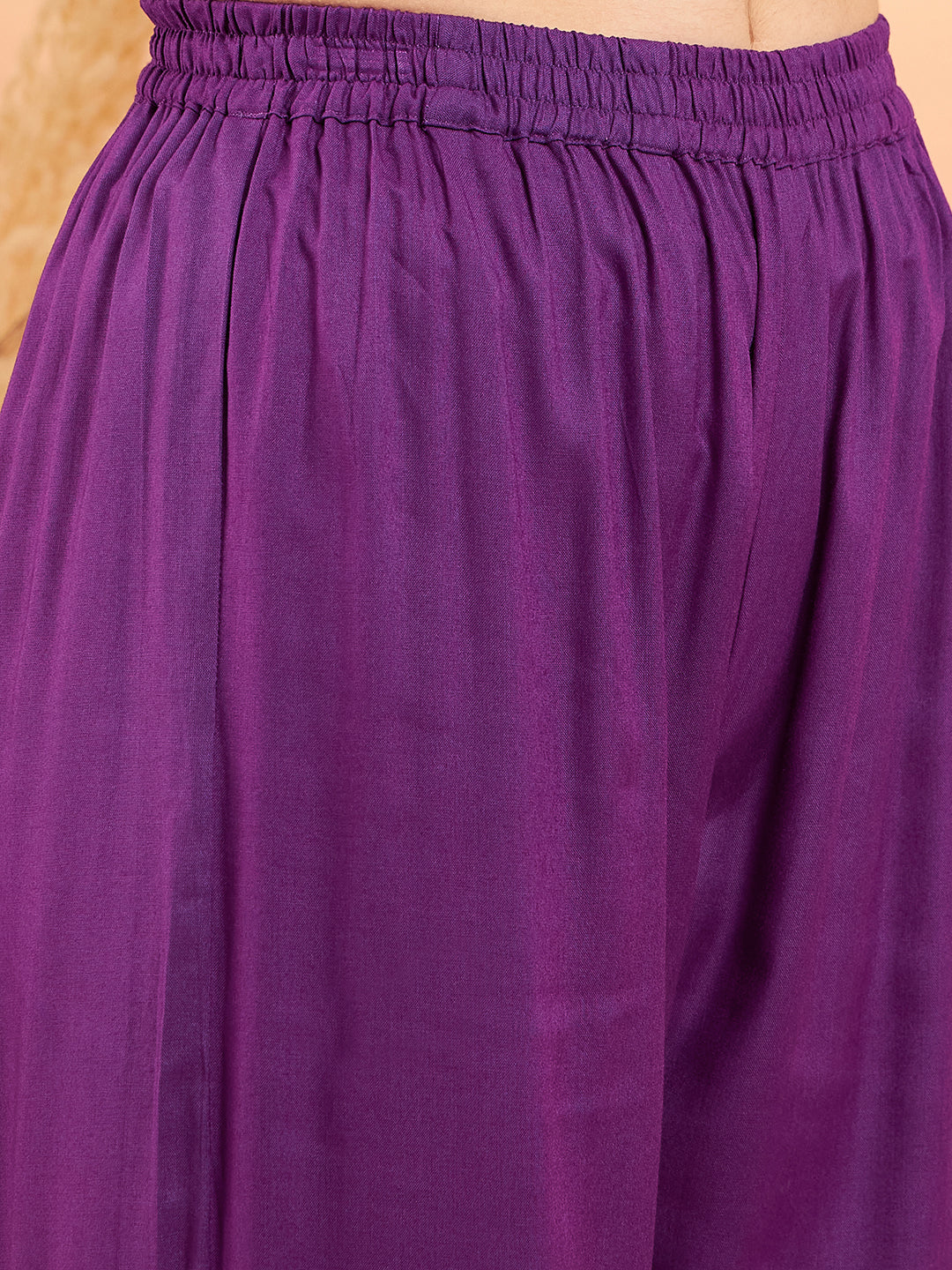 InWeave Women's Violet V Neck Gota Sleeve A Line Kurta Set - Swadesiicart