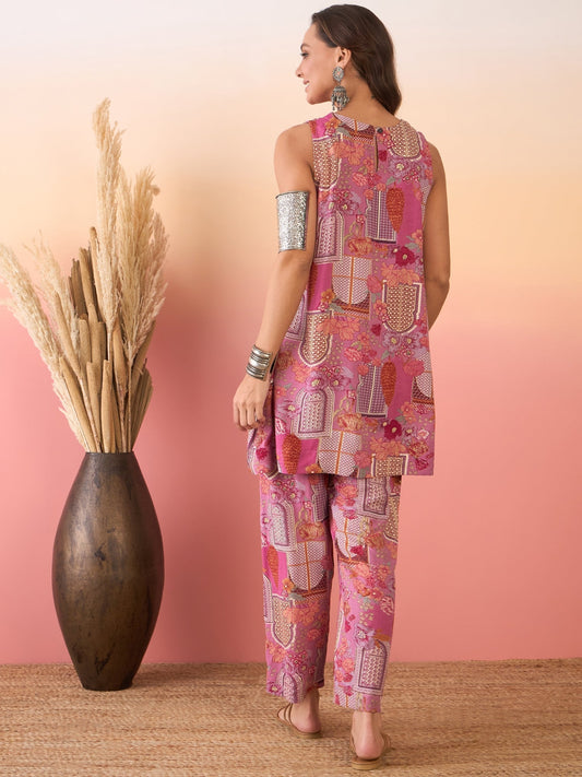 InWeave Dusty Pink Co-Ord Set - Swadesiicart