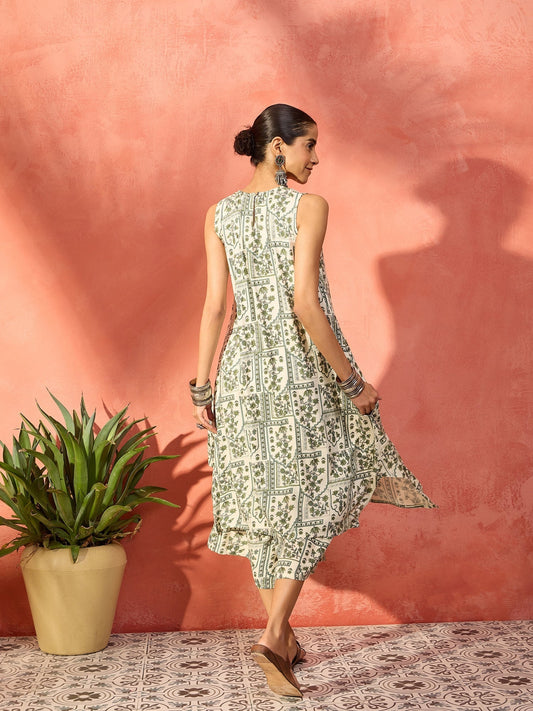 InWeave Sea Green Ethnic Palazzo Kurta Set - Swadesiicart