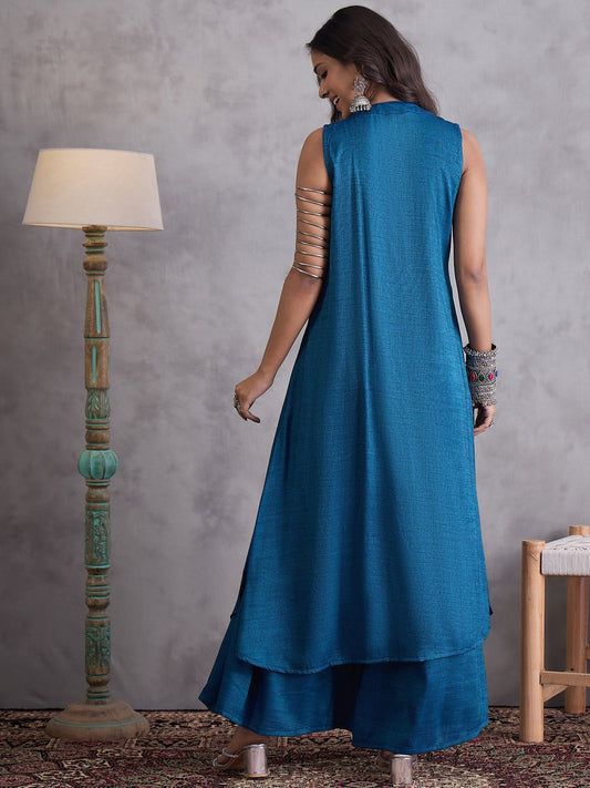 InWeave Peacock Blue Kurta Set - Swadesiicart