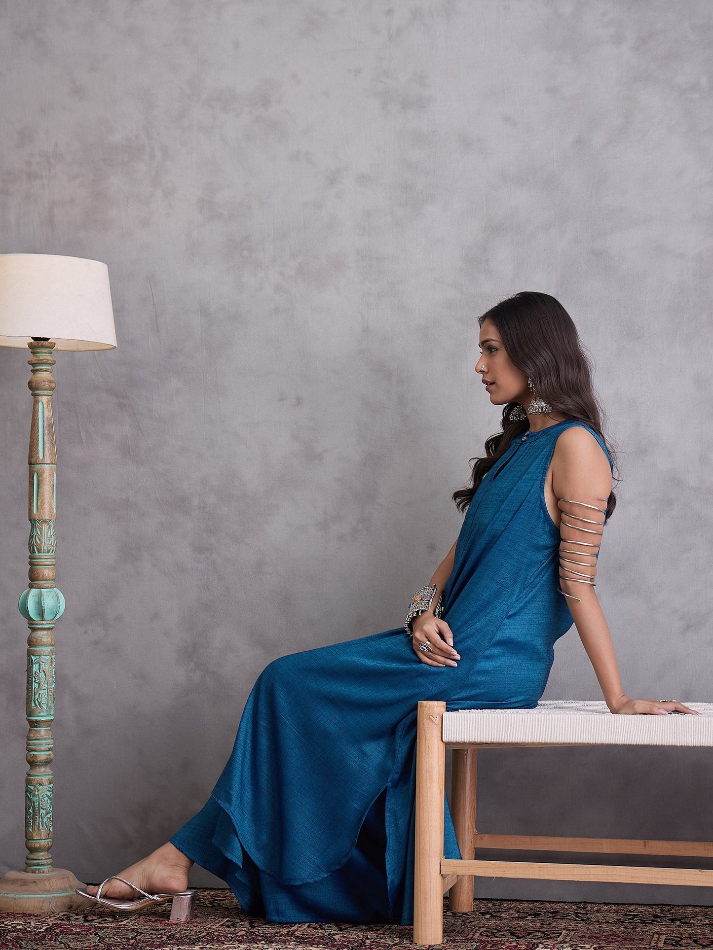 InWeave Peacock Blue Kurta Set - Swadesiicart