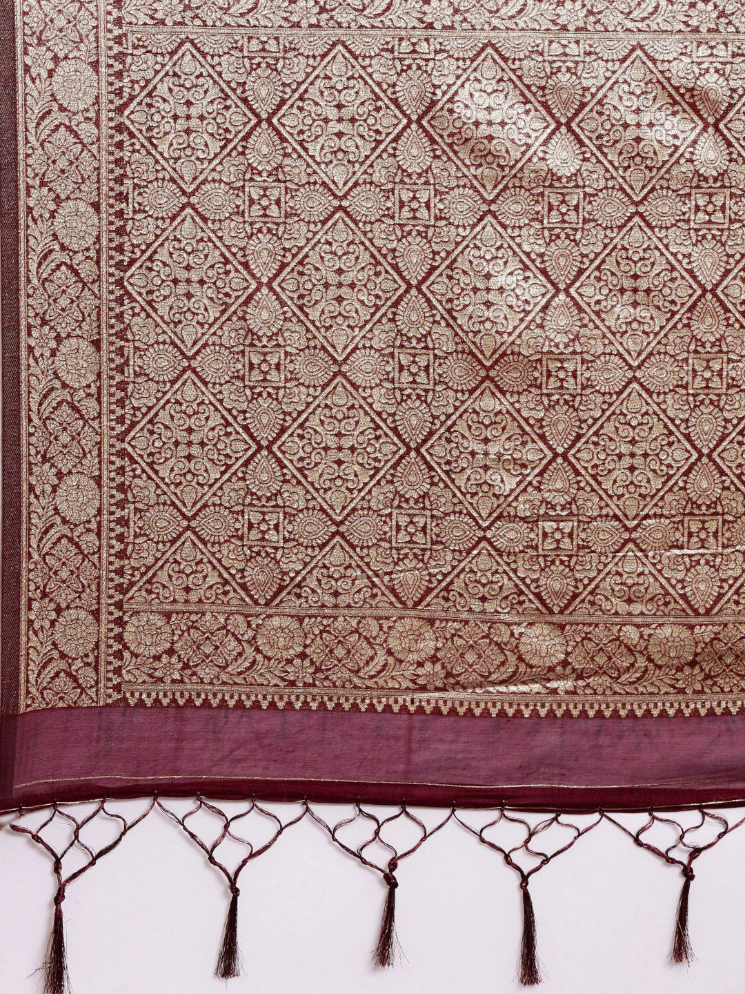 Saree Mall Maroon Woven Design Zari Silk Blend Banarasi Saree | Swadesiicart