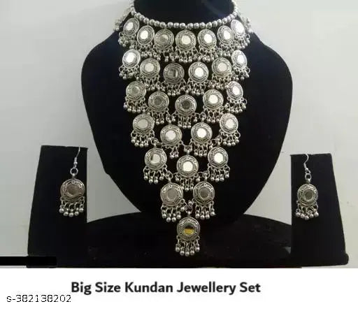 Tehzeeb Creations Women's Anarkali Design Oxidised Necklace With Mirror - Swadesiicart