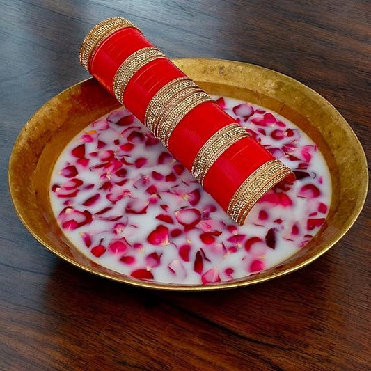 Tehzeeb Creations Bridal Bangle Set Wedding punjabi chuda Designer chura, Red Acrylic Choora Set for Women - Swadesiicart