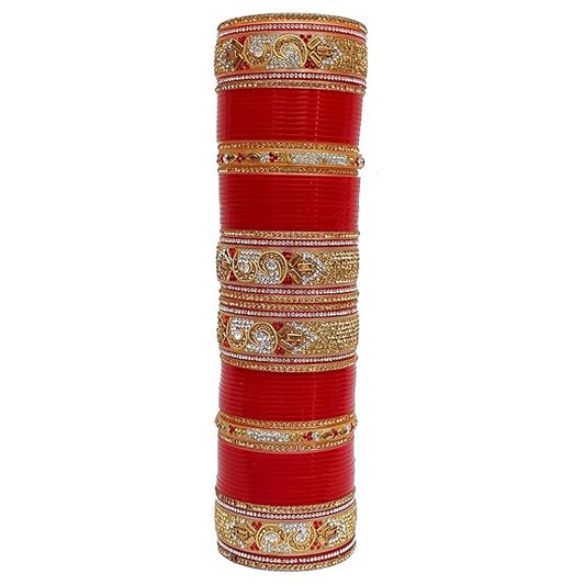 Tehzeeb Creations Bangle Set for Women (Red) - Swadesiicart