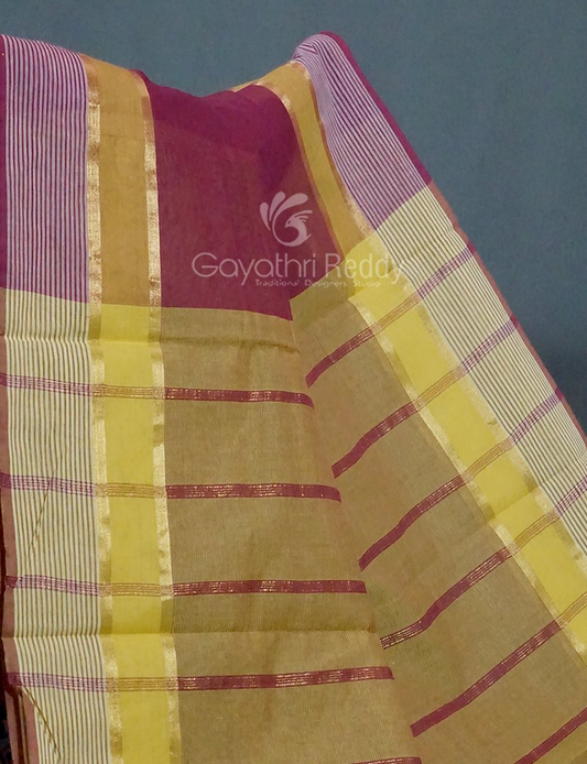 Dual Shades of Maroon And Mix Pink Pure Mangalgiri Cotton By Gayathri Reddy Designer Studio | Swadesiicart