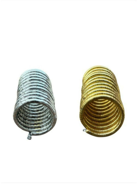 NVR Women Handmade Gold & Silver Polished Viral Spiral Combo Bangles