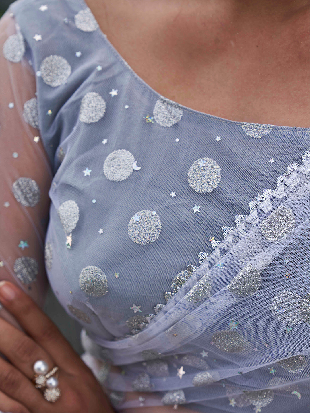 Tikhi Imli Embellished Net Saree | Swadesiicart