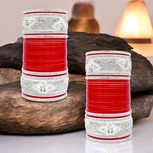 Tehzeeb Creations Designer Red Color Bridal Dulhan Punjabi Choora Wedding Chura, Chuda for Womens & Girls - Swadesiicart