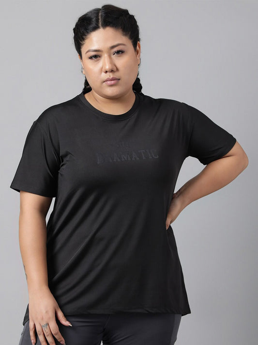 MKH Plus Size Relaxed Fit Typography Printed Dri-Fit Sports T-shirt - Swadesiicart