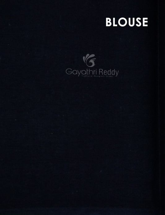 Shades of Sky Blue And Black Colour Floral Print Pure Mulmul Cotton Saree By Gayathri Reddy Designer Studio | Swadesiicart