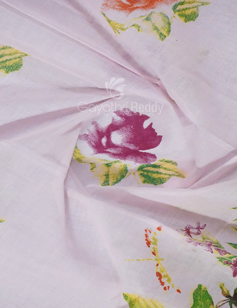 Block Print Baby Pink Coloured Mulmul Cotton Saree By Gayathri Reddy Designer Studio | Swadesiicart