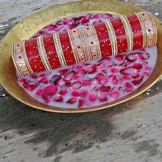 Tehzeeb Creations Bridal Bangle Set Wedding punjabi chuda, Designer chura, Red Acrylic Choora Set for Women - Swadesiicart