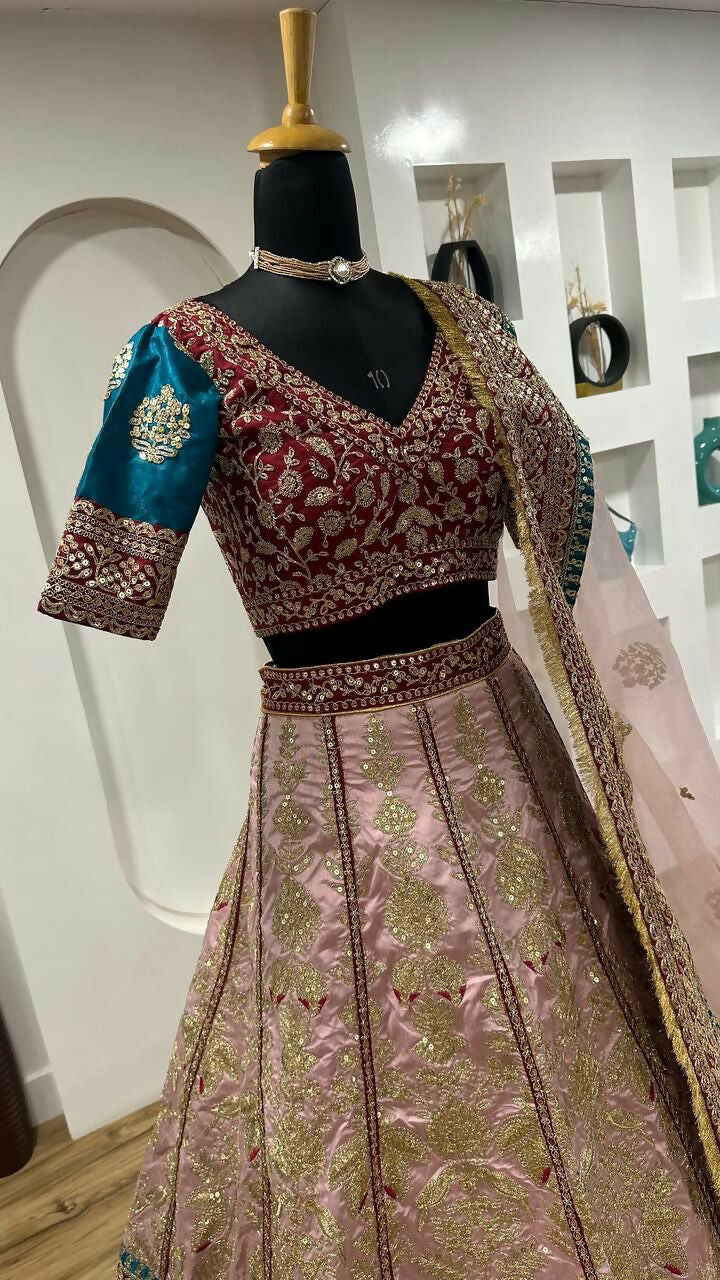 Jyoti Fashion Women's Cream Mulberry Silk Sequins with Dori & Thread Embroidered Designer Lehenga Choli Set | Swadesiicart