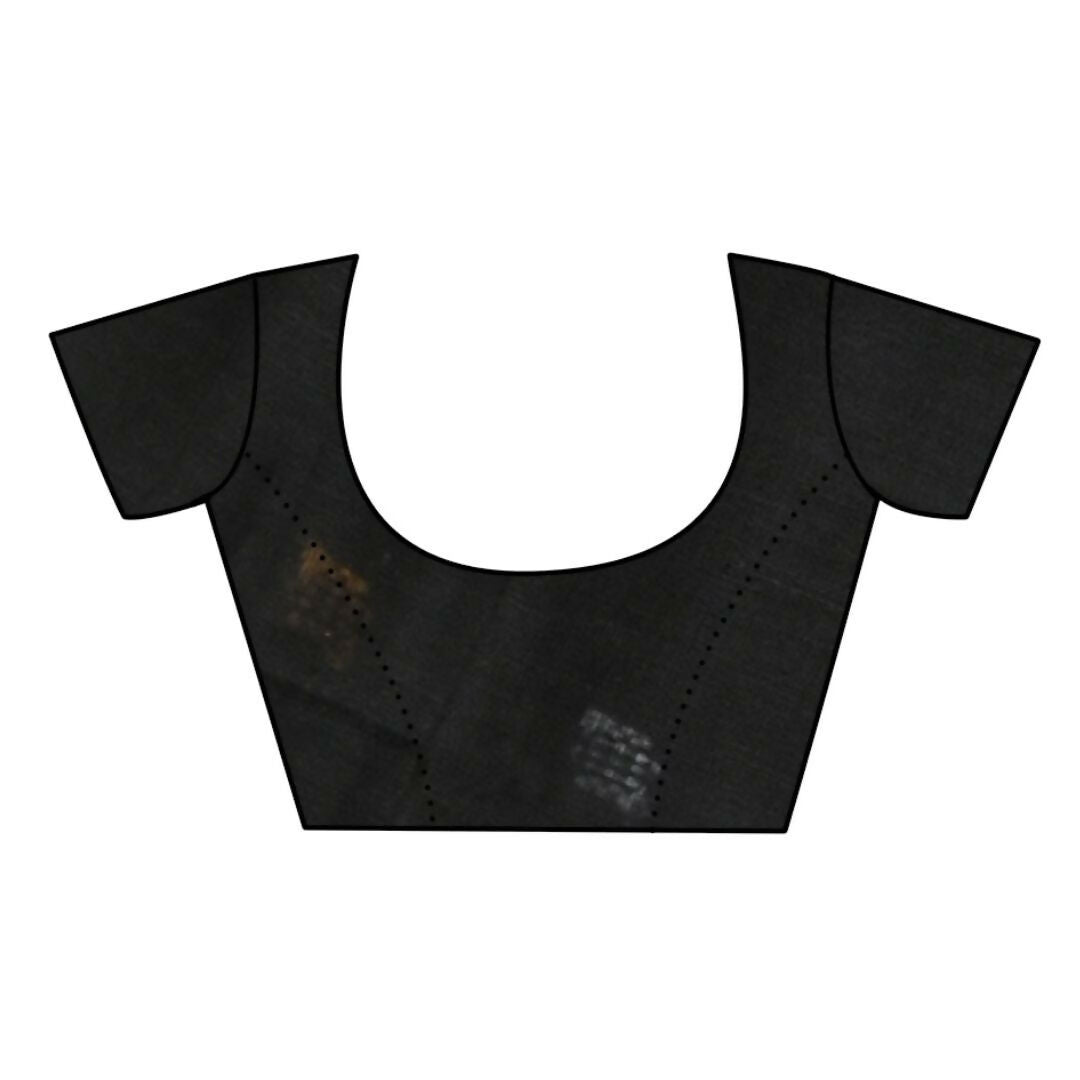 Very Much Indian Pure Cotton Handloom Swadesiicart with Buttis & Sleek Border - Black
