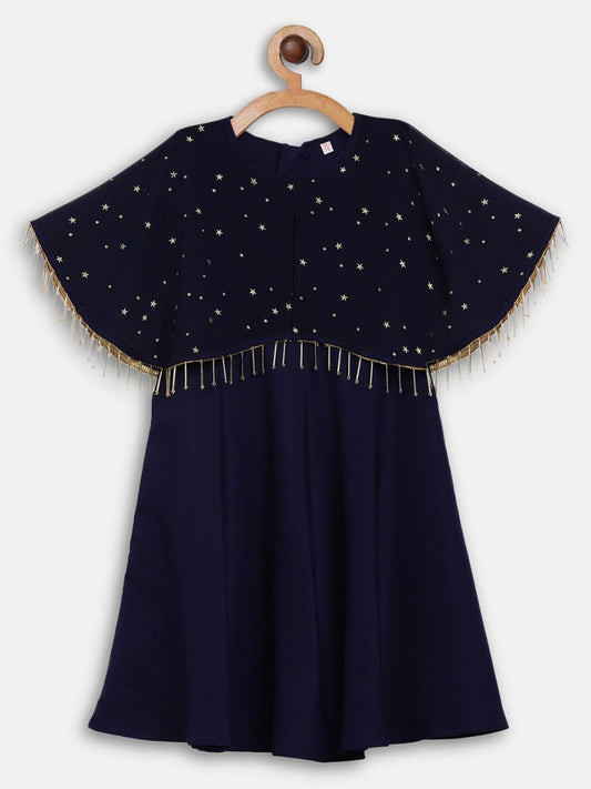 Ahalyaa Blue Crepe, Georgette A-Line Girl's Kurta | Swadesiicart
