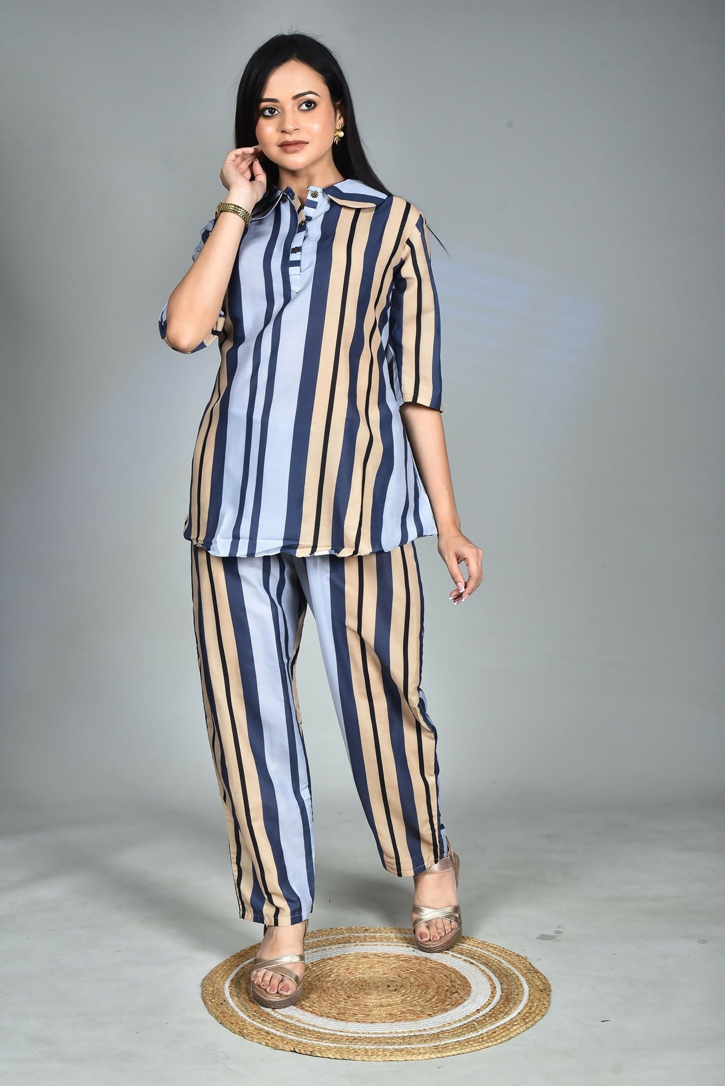 Morchari Digital Print Semi Muslin Co-Ord Set Top & Trouser-Multicolor - Swadesiicart