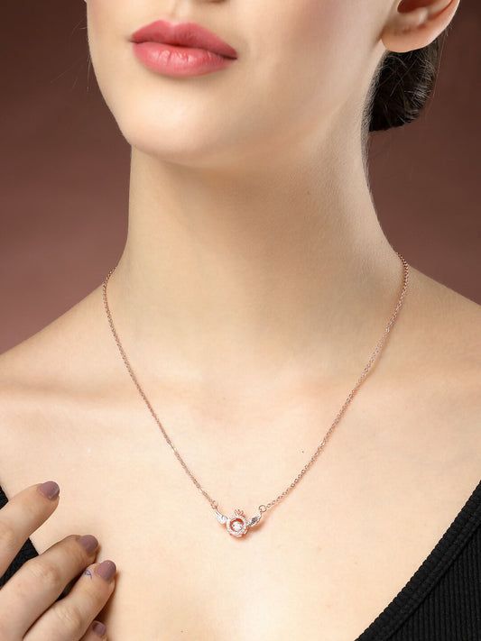 NVR Women's Rose Gold American Diamond Metal Chain - Swadesiicart