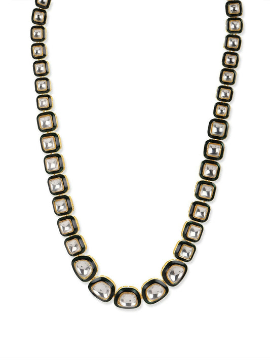 Meenakari Long Kundan Neckpiece- Ruby Raang