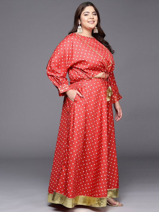 Ahalyaa Women Plus Size Printed Top with Skirt | Swadesiicart