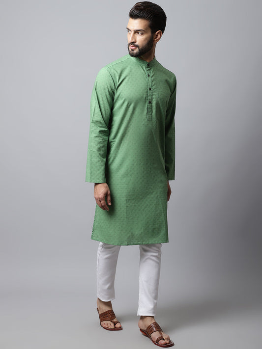 Even Apparels Green Solid Kurta With Band Collar | Swadesiicart
