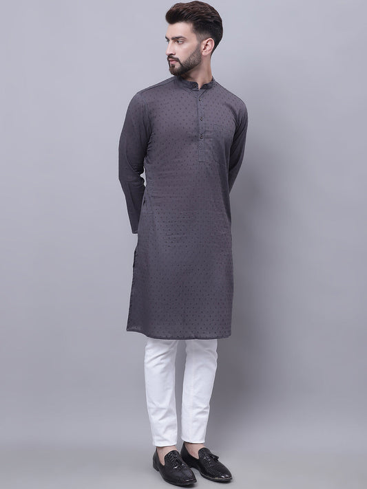 Even Apparels Grey Pure Cotton Kurta With Band Collar | Swadesiicart