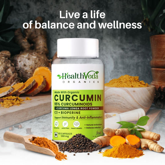 Health Veda Organics Curcumin C3 + Bioperine Capsules