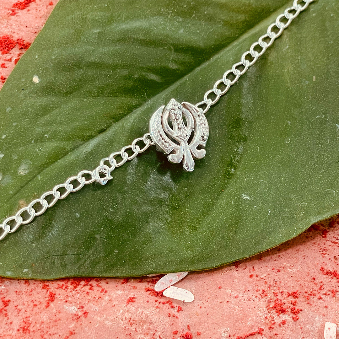 trueBrowns 925 Sterling Silver Khanda Silver Chain Rakhi | Swadesiicart